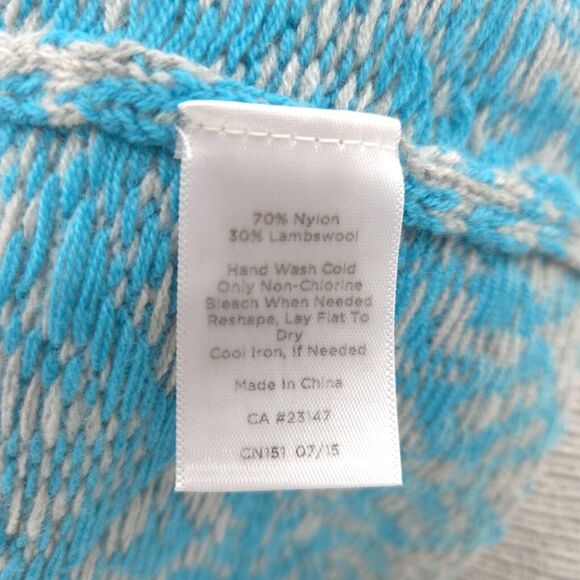 Talbots lambs wool-blend Fair Isle Nordic pullover sweater Size M blue/grey - Picture 6 of 7